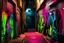 Placeholder: Alleyway spray paint graffiti tags called wynter online with neon palette
