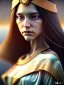 Placeholder: Arab princess , cute, beautiful, long hair, wavy hair, black eyes, head and shoulders portrait, cinematic, realistic, 8k, resolution concept art portrait by Greg Rutkowski, Artgerm, WLOP, Alphonse Mucha dynamic lighting hyperdetailed intricately detailed