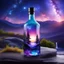 Placeholder: beautiful scenery nature glass bottle landscape, , purple galaxy bottle,