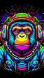 Placeholder: vector art ready to print colourful graffiti illustration of ape in space suit ,face only, symmetrical, vibrant color, hip hop, high detail