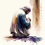 Placeholder: A man is praying namaz, watercolour painting