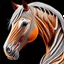 Placeholder: Horse Palomino symmetrical design front view ink art colours orange cream white and black hyper-detailed realistic 8k