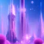 Placeholder: A very beautiful futuristic city, elegant, small crystal edifices, atmospheric, realistic, cinematic lighting, pink blue light, 8k, galactic atmosphere, flowers