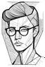 Placeholder: Cubist Line drawing of a lady with glasses triangular