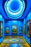 Placeholder: A museum for displaying paintings whose side walls are oval and made of blue glass