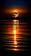 Placeholder: orange full moon and water reflecting