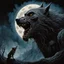 Placeholder: Dramatic Werewolf howling balefully at the full moon, in Ian Miller and Michael Whelan and Beksinski style, edge light, chiaroscuro, high quality, cinematic, volumetric lighting, perfect eyes, perfect pupils, perfect mouth, viscous teeth, matte oil painting, loose brush strokes, rich dark color, expressive eyes, smoke, particle effects, haze, ultra detail, light leaks, artstation trends, sharp focus, intricate details, by Jeremy Mann.