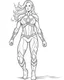 Placeholder: Avengers Captain Marvel, coloring page, no leaves, full body (((((white background))))), only use an outline., real style, line art, white color, clean line art, white background, Sketch style