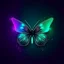 Placeholder: holographic glass minimal icon buttefly in cosmic background