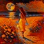 Placeholder: A woman's painting and Irish Sutter is walking in the field leading to the beach under a full moon, graceful, orange and azure, articular art, flower power, realistic but romantic, picturesque fabrics, dance -37:43 - -Style 750 v6