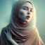 Placeholder: surreal, close up portrait of woman in hijab dissolving into blowing dust, morphing to duststorm, fine detail, highly intricate, modern surrealism painting, high-quality, volumetric lighting, 8k, ultrahd, George Grie, Marco Escobedo, Igor Morski,Brian Froud, Howard Lyon, Selina French