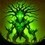 Placeholder: 90's TCG art retro fantasy art of tree creature with glowing green eyes