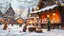 Placeholder: Festival Square – Subtle Excitement and Cheer"The Easter festival in the village square is alive with tiny, joyful movements. Children giggle as they crouch in the snow, their hands reaching for hidden pastel-colored eggs. A warm breeze causes ribbons tied to market stalls to flutter softly, their pastel hues catching the golden lantern light. A wooden stage creaks gently as a choir of bunny figurines sways in rhythm, singing a festive tune. A villager carefully places a fresh batch of steaming