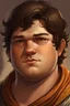 Placeholder: Portrait of a young half-elf man, fat, tan skin