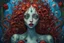 Placeholder: "Tim Burton Style, 3D, Fresco of Medussa, (((NO HANDS))) ((((Hyper hypnotically beautiful intense alluring blue Hyper realistic detailed eyes, insanely detailed wild thick red hair, red lips. Intricately adorned with small shimmering flowers)))) . By James Jean, Mark Ryden, Brian Froud, Zdzisław Beksinski, H. R. Giger, Hieronymus Bosch, extremely detailed, high definition, crisp quality, unions, Miki Asai Macro photography, close-up, hyper detailed, trending on artstation, sharp focus, studio ph