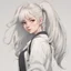 Placeholder: 20 year old girl with high piggy tail white hair