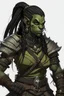 Placeholder: huge female orc braided black ponytail barbarian dnd