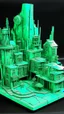 Placeholder: A mint colored noisy metropolis painted by Xul Solar