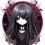 Placeholder: portrait anime vampire, long hair, Gothic, skulls, hyper detailed, intricately detailed, looking at viewer, arms behind back pose, gothic, skulls, ambiguous lines image, flat dimensional style, flat lines, rough drawing --ar 2:3