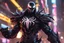 Placeholder: Venom Shredder in 8k solo leveling shadow artstyle, sombra machine them, close picture, rain, Shredder helmet, neon lights, intricate details, highly detailed, high details, detailed portrait, masterpiece,ultra detailed, ultra quality