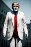 Placeholder: Ultra realistic image, Donald trump zombie, zombie performance, suit, skull, blood, torn arm, night, walking twisted, waist up view, thriller style, dark ambient, highly detailed, White House background, concept art, unreal engine 5, ray tracing, RTX, ultra detail, volumetric lighting, high definition, high resolution.