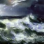 Placeholder: John Singer Sargent, painting, ocean, waves, lightning bolts, photo realistic, 8k, storm, blizzard, hurricane