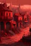 Placeholder: A dark red Day of the Dead themed town painted by Zosan