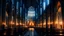 Placeholder: A wide shot of a grand cathedral nave, lit only by hundreds of flickering candles during a Christmas Eve mass; snow falls softly outside the arched windows.
