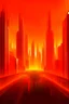 Placeholder: orange light futuristic city