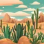 Placeholder: красивый фон пустыня с мультяшными кактусами