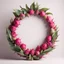 Placeholder: Round picture frame in the colors of dragon fruit on a light background to remove