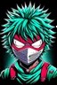 Placeholder: Create a metal mask similar to the one Izuku Midoriya wears in My Hero Academia, but have it extend to cover the full face. It should be gunmetal gray color and have symmetrical holes over the mouth area that glow slightly red. It should be worn by a rabbit and have a black hood. The character should not have hair.