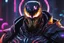 Placeholder: Venom Shredder machine in 8k solo leveling shadow artstyle, sombra them, close picture, rain, Shredder helmet, neon lights, intricate details, highly detailed, high details, detailed portrait, masterpiece,ultra detailed, ultra quality