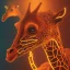 Placeholder: A beautiful portrait of a cyborg giraffe orange neon color scheme, high key lighting, volumetric light high details psychedelic background