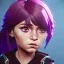 Placeholder: Portrait of a sweet 9 year old warlock toddler girl with brown hair with bangs and blue eyes