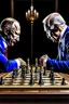 Placeholder: Vladimir Poutine playing chess against Joe Biden in hell, with The devil as referee