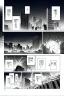 Placeholder: city explosions, manga page, greyscale