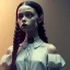 Placeholder: Full body, 3d render,Jenna Ortega, Wednesday addams 1800's women style, 1800's hair style, 1800's women clothes style, hyper realistic, octane render, unreal engine 5, 8k, palace background, uhd