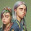 Placeholder: Billie Eilish, ying in the bathroom, photorealistic illustration