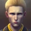 Placeholder: portrait, fantasy setting, man, 20 year old, messy blond hair, round face, naïve, yellow eyes, round face, UHD