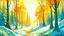 Placeholder: fantasy cartoon style illustration: sunny winter day in the woods