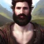 Placeholder: a _ fantasy _ style _ portrait _ painting _ of white male black hair short head stoic braided beard round face mountains rpg dnd oil _ painting _ unreal _ 5 _ daz. _ rpg _ portrait _ extremely _ detailed _ artgerm _ greg _ rutkowski _ greg