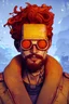 Placeholder: retrowave portrait of curly orange hair man from borderlands 3, au naturel, hyper detailed, digital art, trending in artstation, cinematic lighting, studio quality, smooth render, unreal engine 5 rendered, octane rendered, art style by klimt and nixeu and ian sprigger and wlop and krenz cushart.