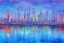 Placeholder: Science fiction city near frozen lake, impressionism painting