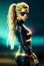 Placeholder: portrait, Shakira, blonde, angry, Realistic image, superhero, watchmen style, make-up, gold make-up, sweat, fog, goddess style, Neon colors, leds. Black background, photo studio, concept art, smooth, unreal engine 5, god lights, ray tracing, RTX, lumen lighting, ultra detail, volumetric lighting, 3d, finely drawn, high definition, 4k.