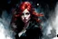 Placeholder: Graphic Novel Full Body Portrait Of Disney Ariel, Gorgeous Red Hair, Big Wide Set Eyes, Cute Nose, Big Pouty Lips, Unique Moody Face, dressed goth, At Night, Cinematic Detailed Mysterious Sharp Focus High Contrast Dramatic Volumetric Lighting :: dark mysterious esoteric atmosphere :: digital matt painting by Jeremy Mann + Carne Griffiths + Leonid Afremov, black canvas, dramatic shading, detailed face