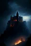 Placeholder: A fortress on fire surrounded by burning flames