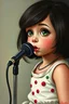 Placeholder: Toddler Singer Amy Winehouse in the style of Margaret Keane, big green eyes
