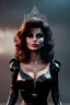 Placeholder: young sophia loren as evil queen in black leather, angry, stern look, volumetric lighting, particales,highly detailed,cinematic, deep colours,8