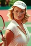 Placeholder: Margot Robbie as a tennis sport woman in play ground